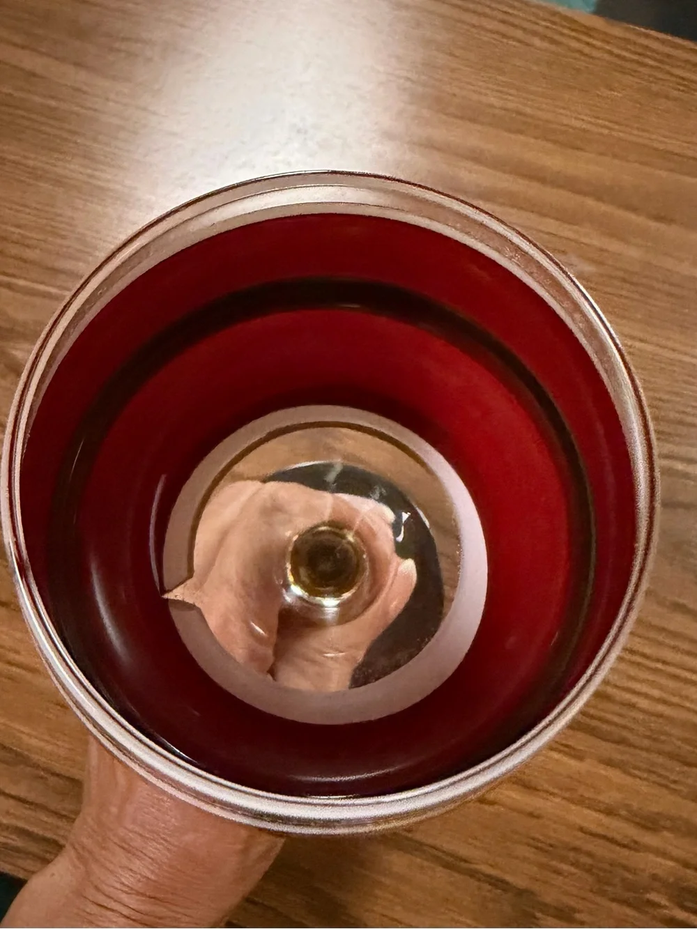 Pier 1 Red Santa Belt Wine Glass with Gold Accents